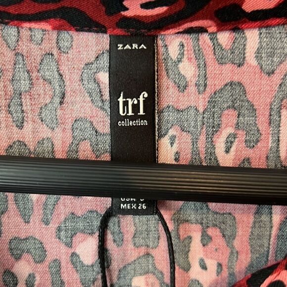 Zara Leopard Print Long Sleeve Button Down Crop Top - Picture 7 of 8